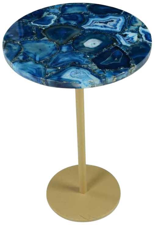 Steve Silver Co. Oceana Blue Side Table with Gold Base-1