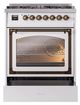 Ilve® Nostalgie II Noblesse 30" White Pro Style Dual Fuel Range with Burnished Trim-3