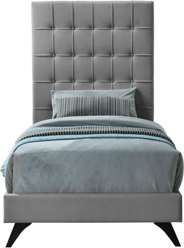 Meridian Furniture Elly Grey Velvet Twin Bed-1