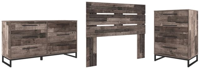 Signature Design by Ashley® Neilsville 3-Piece Multi Gray Full Panel Headboard Bedroom Set-0