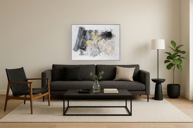 Classy Living Organic Gilded Monochrome Texture Abstract Wall Art-1