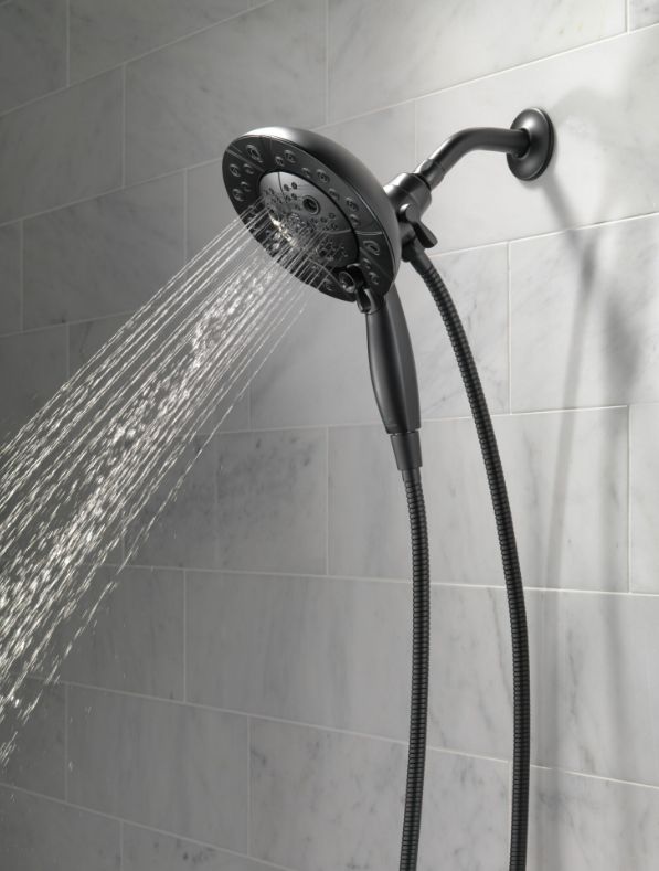 Delta Universal Showering Matte Black 12" H2Okinetic® In2ition® 5-Setting Two-in-One Shower-2