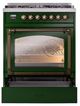 Ilve® Nostalgie II Noblesse 30" Emerald Green Pro Style Dual Fuel Range with Burnished Trim-2