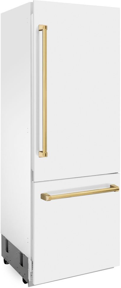 ZLINE Autograph Edition 30" 16.1 Cu. Ft. White Matte Built-In Bottom Freezer Refrigerator-2