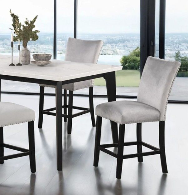Furniture of America® Sabro 5-Piece White Rectangular Counter Table Set with Black Base-0
