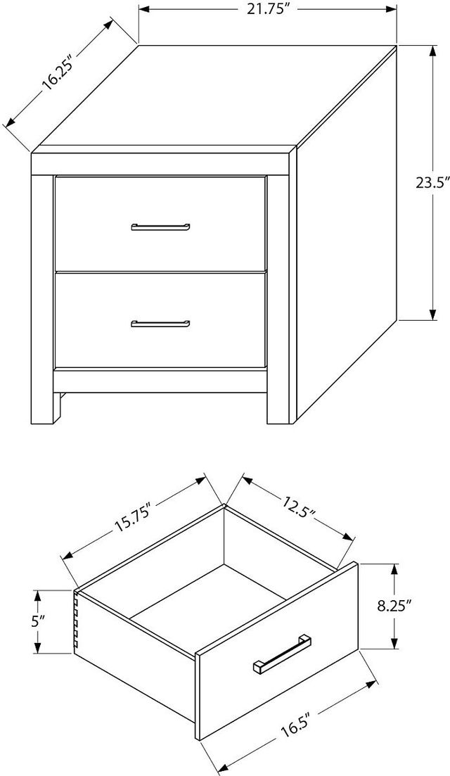 Monarch Specialties Inc. Bleached Oak Nightstand-1