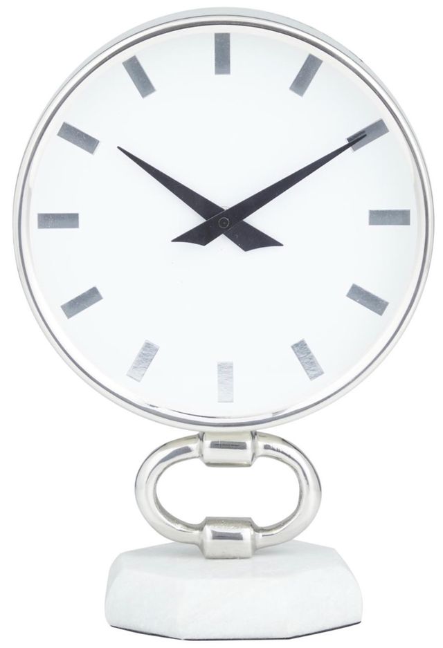 Deco Marche Silver 8” Clock with Marble Face-0