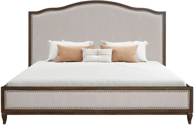 Flexsteel® Bellevue 4-Piece Creamy Tan/Whiskey Brown Queen Upholstered Panel Bedroom Set-3