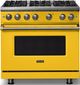 Viking® 5 Series 36" Daffodil Pro Style Gas (NG) Range with Brushed Brass Trim-0