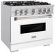 ZLINE Classic 36" Stainless Steel Pro Style Gas Range with White Matte Door-2