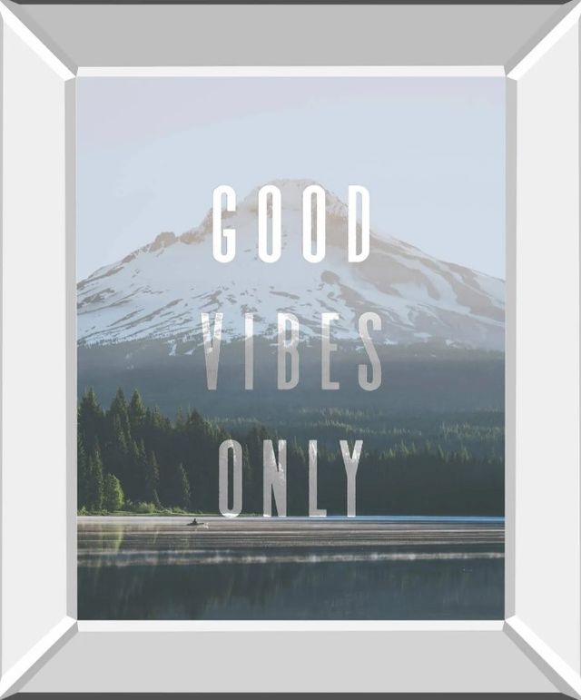 Classy Art Good Vibes Only Quote Mount Hood by Nature Magick Mirror Framed Wall Art-0