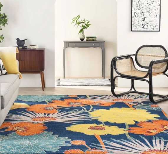 Nourison Home™ Allur Navy Multicolor 5'x7' Style 1 Area Rug-1