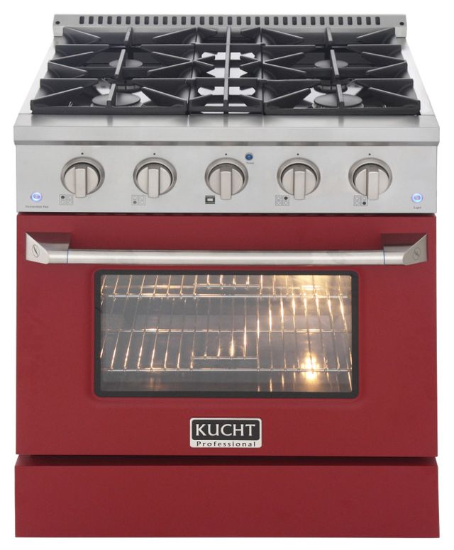 Kucht Professional KNG Series 30" Stainless Steel Pro Style Propane Gas Range with Red Door-0