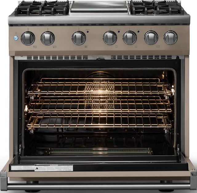 Viking® 5 Series 36" Nantucket Pro Style Dual Fuel (LP) Range with Polished Chrome Trim-1
