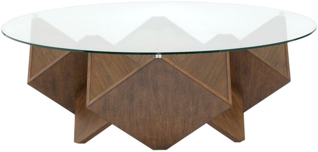 Magnussen Home® Vector Russet Brown Round Cocktail Table-3
