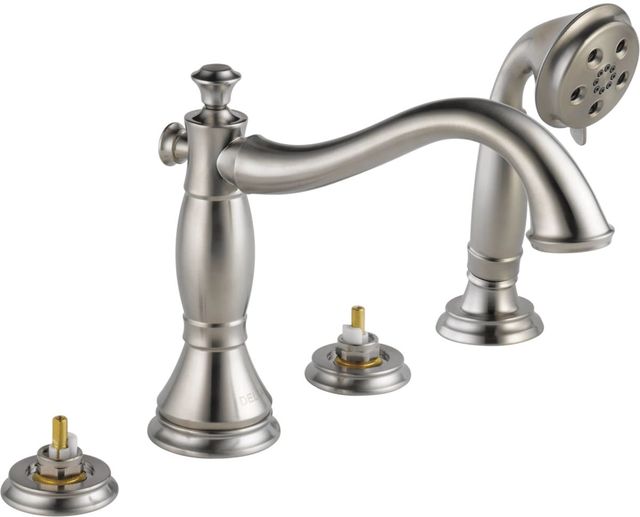 Delta Cassidy® Stainless Less Handle Roman Tub with Hand Shower Trim-0