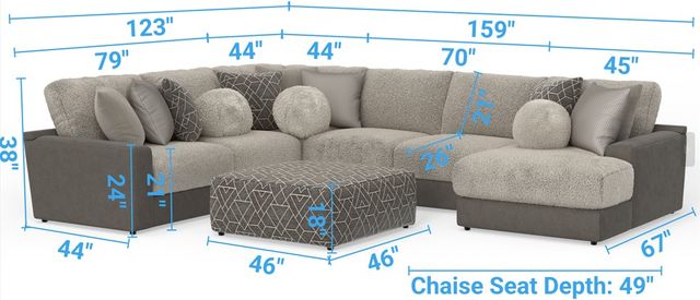 Jackson Furniture Canyon 5-Piece Fawn/Umber Right-Arm Facing Sectional and Ottoman-2