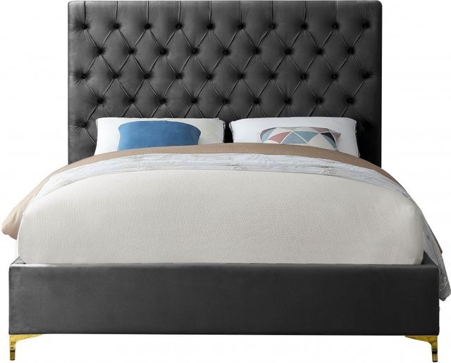 Meridian Furniture Cruz Grey Velvet Full Bed-1