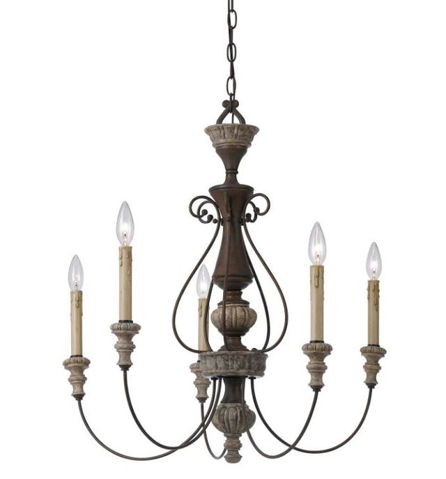 Cal® Lighting & Accessories William Metal 5-Light Dapple Gray/Rust Chandelier-0