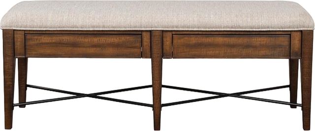 Magnussen Home® Bay Creek Baja Fog/Toasted Nutmeg Upholstered Bench-2
