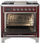 Ilve® Majestic III 36" Burgundy Pro Style Dual Fuel Liquid Propane Range with 6 Black Brass Burners and Chrome Trim-1