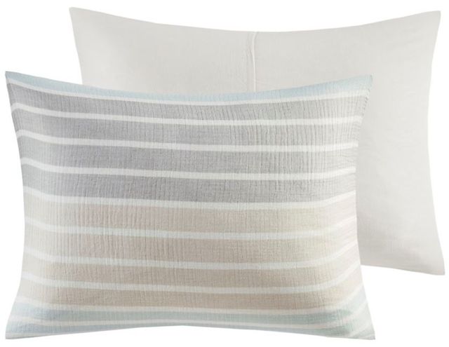 Olliix by Urban Habitat Hayes Aqua King/California King Woven Stripe Cotton Gauze Comforter Set-2