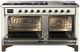 Ilve® Majestic III 60" Antique White Pro Style Dual Fuel Liquid Propane Range with Solid Door and Burnished Trim-1