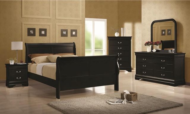 Coaster® Louis Philippe Black Queen Sleigh Panel Bed 4 Piece Set-0