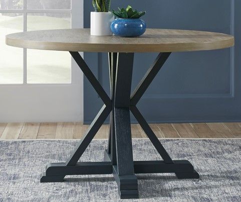 Liberty Furniture Lakeshore 5-Piece Black/Navy/White Pedestal Table Set-1