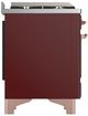 Ilve® Majestic III 60" Burgundy Pro Style Dual Fuel Liquid Propane Range with Griddle and Copper Trim-4