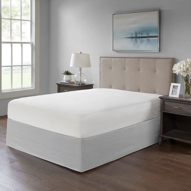 Olliix by Madison Park Grey Simple Fit Wrap Around Adjustable Bed Skirt-3