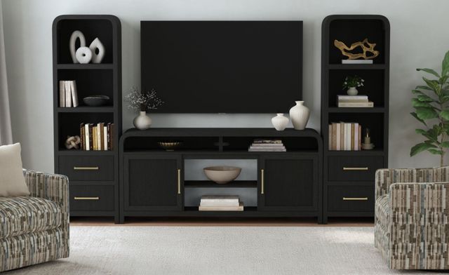 Elements International Ridgemont 3-Piece Black Entertainment Unit with 70" TV Console-1