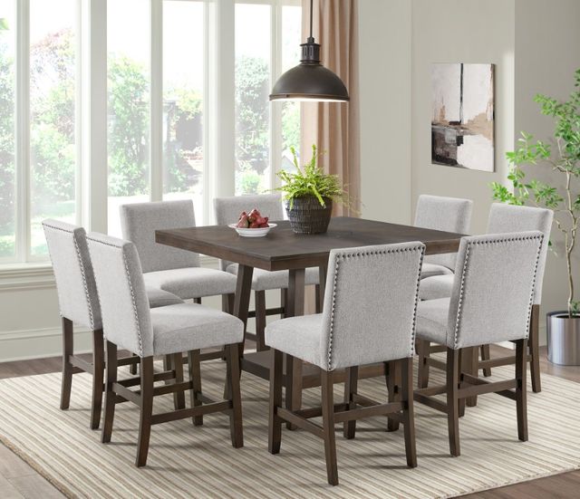 Elements International Seneca 9-Piece Brown Dining Set-2