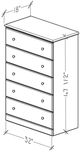 Perdue Woodworks Big Chester Brown 32" 5-Drawer Big Chest-2