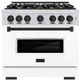 ZLINE Classic Series Autograph Edition 36" Stainless Steel Pro Style Dual Fuel Range with White Matte Door and Matte Black Accents-0