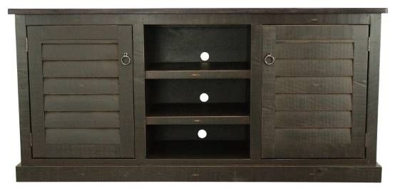 American Heartland Manufacturing Rustic Antique Black Quaint Shutter TV Stand-0