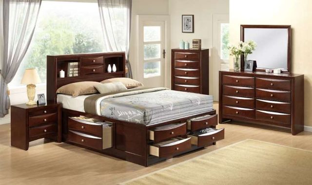 Elements International Emily 4-Piece Mahogany King Storage Panel Bedroom Set-4