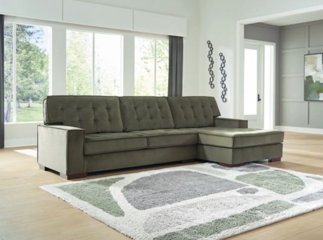 Signature Design by Ashley® Caspian-Town 2-Piece Olive Right Arm Facing Sectional and Chaise-1