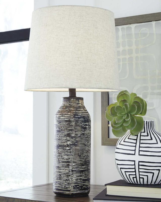 Signature Design by Ashley® Mahima Black/White Paper Table Lamp-3