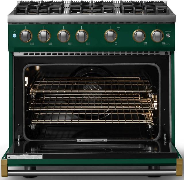 Viking® 5 Series 36" Ivy Pro Style Gas (NG) Range with Brushed Brass Trim-1