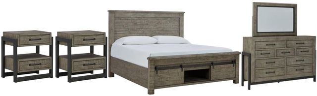 Signature Design by Ashley® Brennagan 5-Piece Gray Queen Storage Panel Bed Set-0