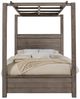 Artisan & Post by Vaughan-Bassett Dovetail Mystic Gray Queen Mirrored Panel Canopy Bed -1