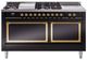 Ilve® Nostalgie II Noblesse 60'' Glossy Black Pro Style Dual Fuel Range with Brass Trim-0