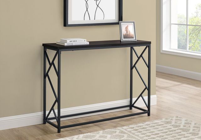 Monarch Specialties Inc. Espresso 44"L Black Metal Hall Console Table-1