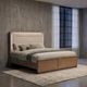 Coaster® Leanne Light Oak/Off White Queen Upholstered Panel Bed with LED-1