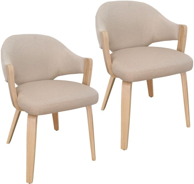 Worldwide Homefurnishings Inc. Freya 2-Piece Natural/Toffee Dining Arm Chair Set
