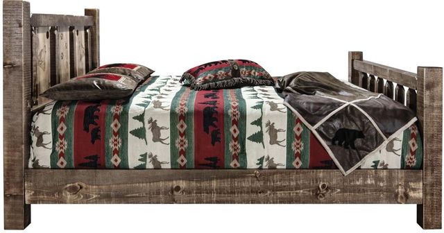 Montana Woodworks® Homestead Stain and Clear Lacquer Full Bed with Laser Engraved Wolf Design-2