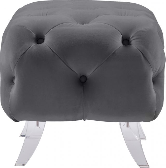 Meridian Furniture Crescent Grey Velvet Ottoman-3
