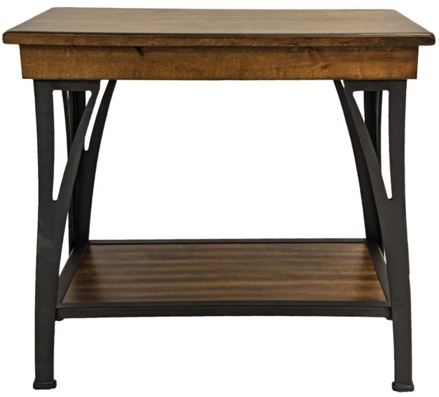 Intercon District Cool Copper Chairside Table with Black Base-1