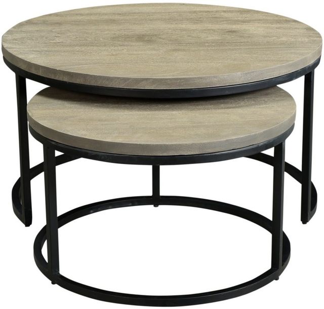 Moe's Home Collection Drey 2-Piece Grey Nesting Coffee Table Set with Black Metal Base-1